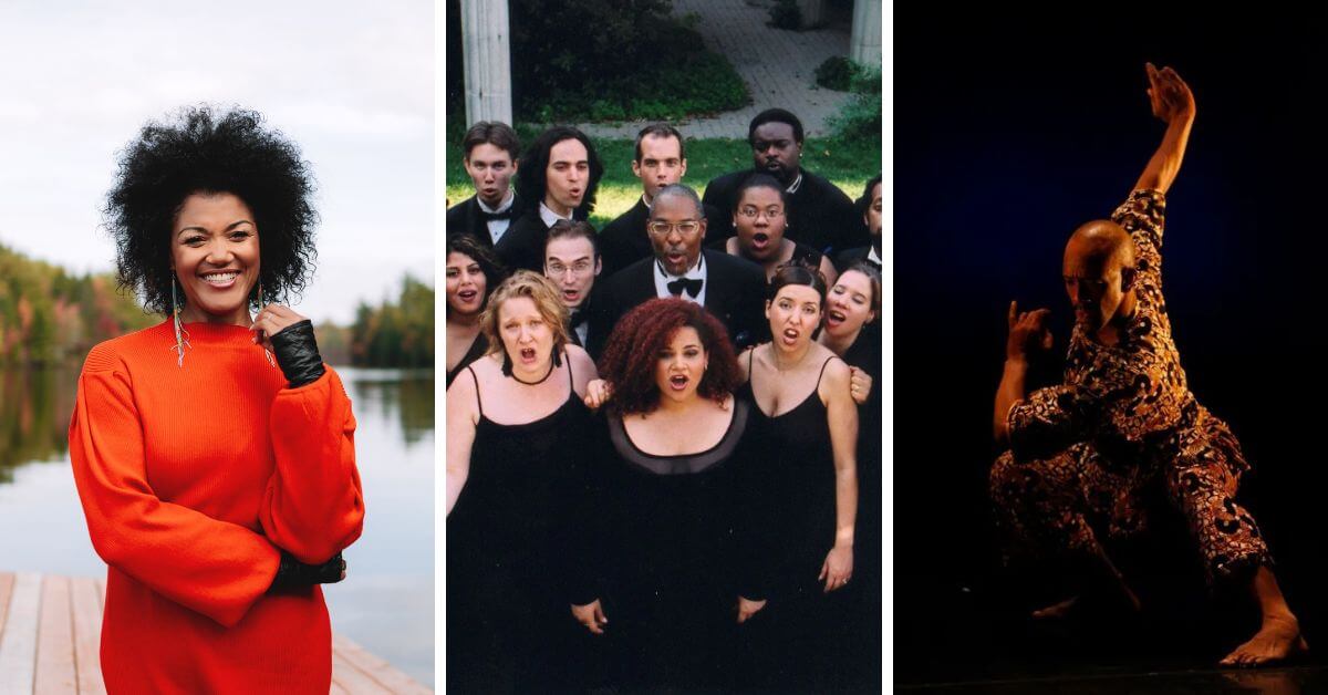 L-R: Measha Brueggergosman-Lee (Photo: Mathieu Savidant); The Nathaniel Dett Chorale (Photo courtesy of the artists); BaKari I. Lindsay (Photo courtesy of the artist)