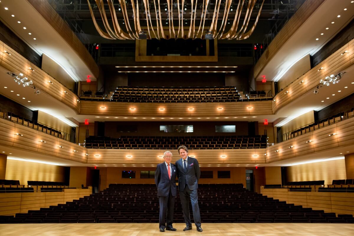 Michael Koerner and Dr. Peter Simon in Koerner Hall (Photo courtesy of the RCM)