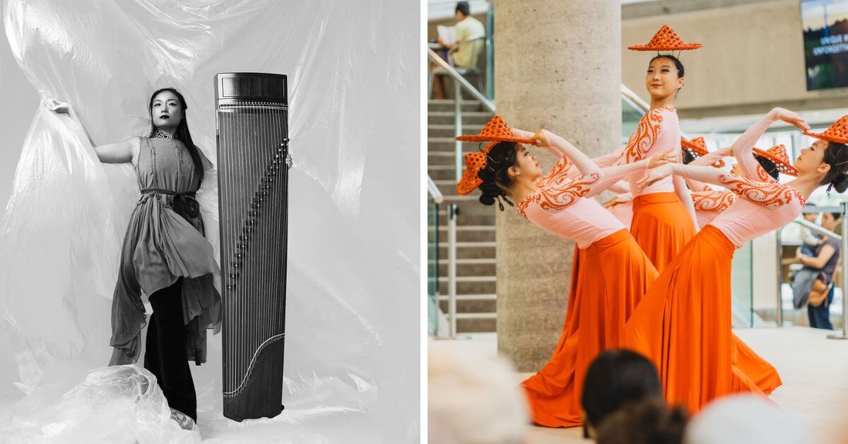 L: Wu Fei, guzheng (Photo courtesy of the artist); R: Yang Yang Dance Studio performing at the TSO Open House (Photo by Jae Yang/Courtesy of the Toronto Symphony Orchestra)